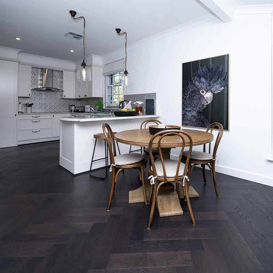 Topdeck Castel Nuovo Black Amber Herringbone Engineered Timber Flooring