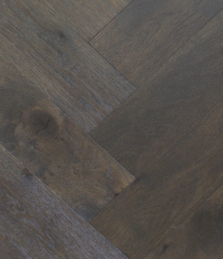 Swish Oak Natura Herringbone French Carbon Engineered Flooring