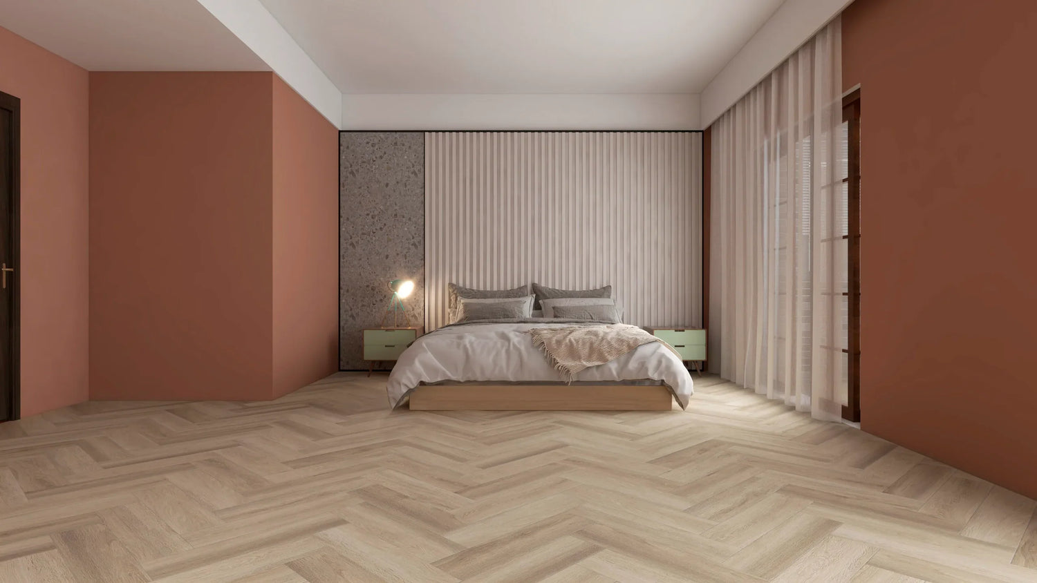 Eco Ornato Herringbone Clear Water Beach Hybrid Flooring