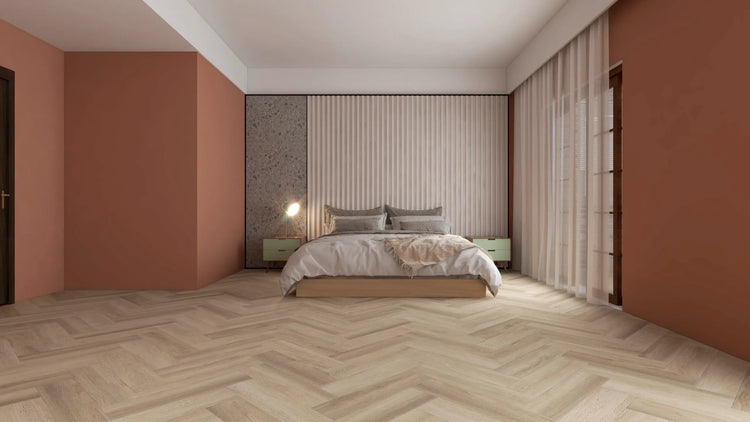 Eco Ornato Herringbone Clear Water Beach Hybrid Flooring